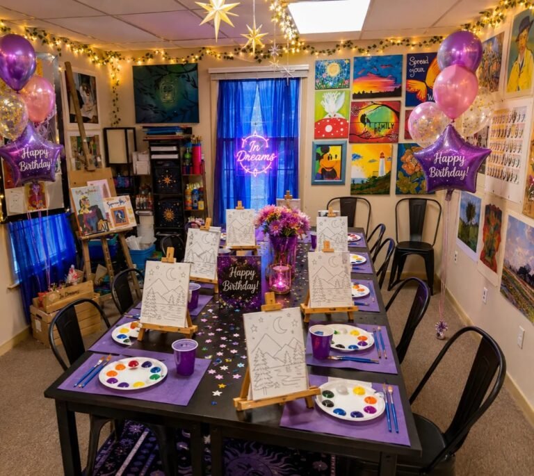art class birthday party easels medford nj 768x685